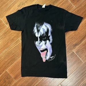 KISS Gene Simmons Face Tongue Graphic Print Band Metal T-Shirt Size Small